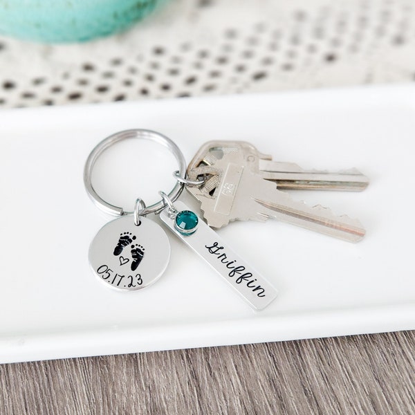 First Mother's Day Gift For A First Time Mom | New Mom Baby Feet Keychain  | Personalized Mom Gift From Baby | Mother's Day Gift For Wife