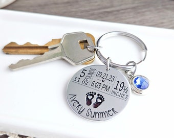 New Mom Keychain | New Mom Gifts | Baby Arrival Keychain | New Baby Keychain | Baby Stats Gifts | New Mom Gift | First Time Mom Gift Idea