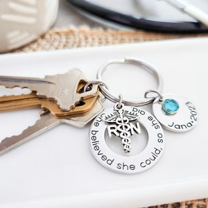 RN Graduation Keychain Nurse Graduation Gift Registered Nurse Nursing Graduation Gifts RN Nurse Keychain Personalized RN Gifts image 1