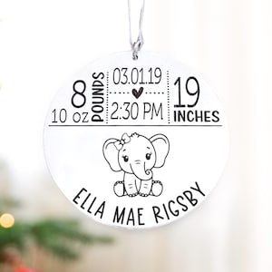 Custom Baby Ornament | First Christmas Birth Stats Keepsake | Newborn Gift for Baby Boy or Girl | New Mom Gift | 1st Birthday Ornament