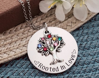 Family Tree Birthstone Necklace | Birthstone Necklace For Mom | Rooted In Love | Birthstone Necklace | Family Tree Necklace | Mom Gifts N15