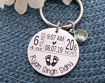 New Mom Keychain | New Mom Gifts | Baby Arrival Keychain | New Baby Keychain | Baby Stats Gifts | New Mom Gift | First Time Mom Gift Idea