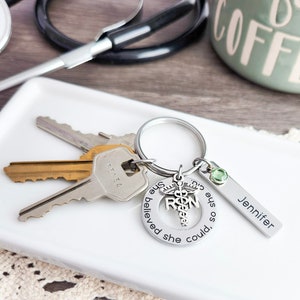 RN Nurse Keychain Personalized Gift For Nursing Student Graduation Motivational Nurse In Progress Keyring image 1