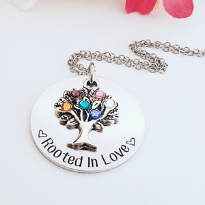 Family Tree Birthstone Necklace Birthstone Necklace For Mom Rooted In Love Birthstone Necklace Family Tree Necklace Mom Gifts N15 image 2