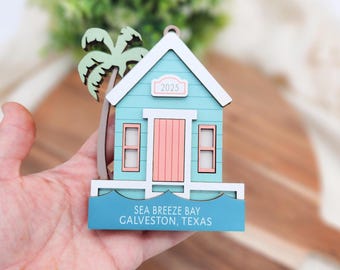 Personalized Beach House Ornament | Coastal New Home Keepsake