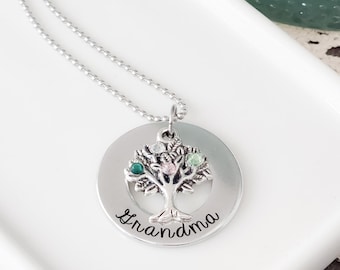 Grandma Birthstone Necklace | Grandma Necklace | Family Tree Birthstone Necklace For Grandma | Gifts For Grandma