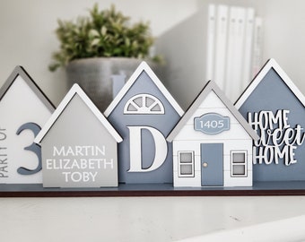 New Home Gift | Realtor Closing Gift |  Family Sign For Shelf | Home Sweet Home House Centerpiece |  Decor for Fireplace Mantel