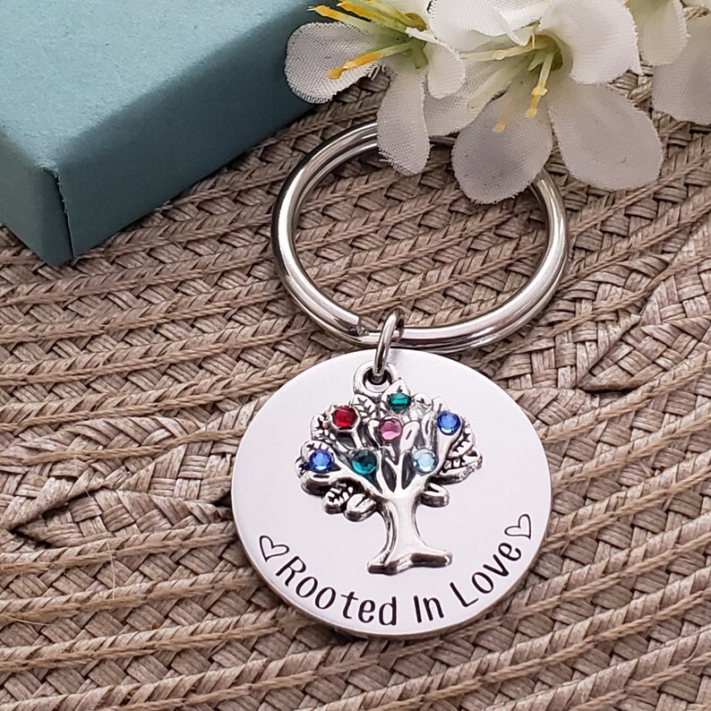 Grandma Keychain Birthstone Keychain For Mom Birthstone Keychain Family Tree Keychain Rooted In Love Family Tree Birthstone Keychain