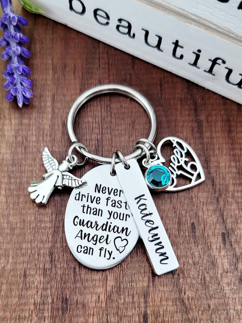 Guardian Angel Keychain New Driver Keychain Sweet 16 - Etsy