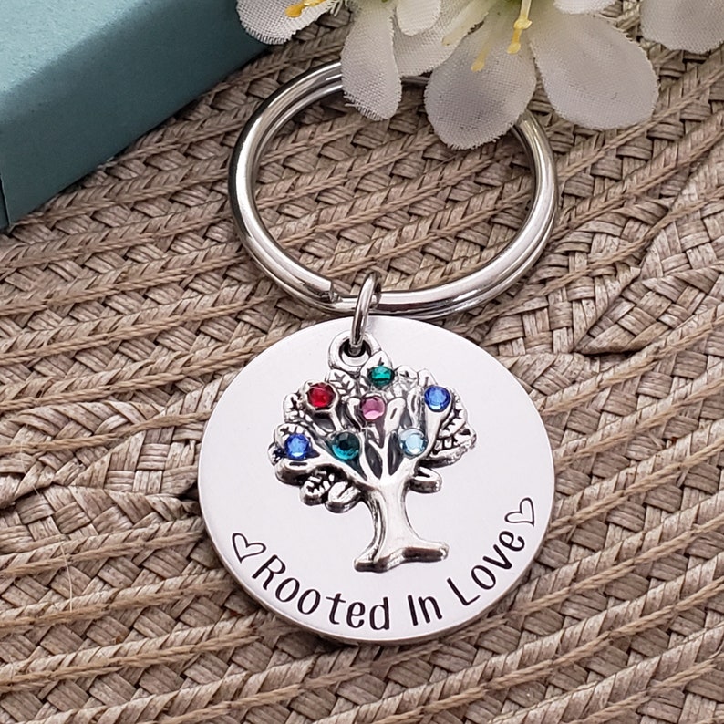 Grandma Keychain Birthstone Keychain For Mom Birthstone Keychain Family Tree Keychain Rooted In Love Family Tree Birthstone Keychain