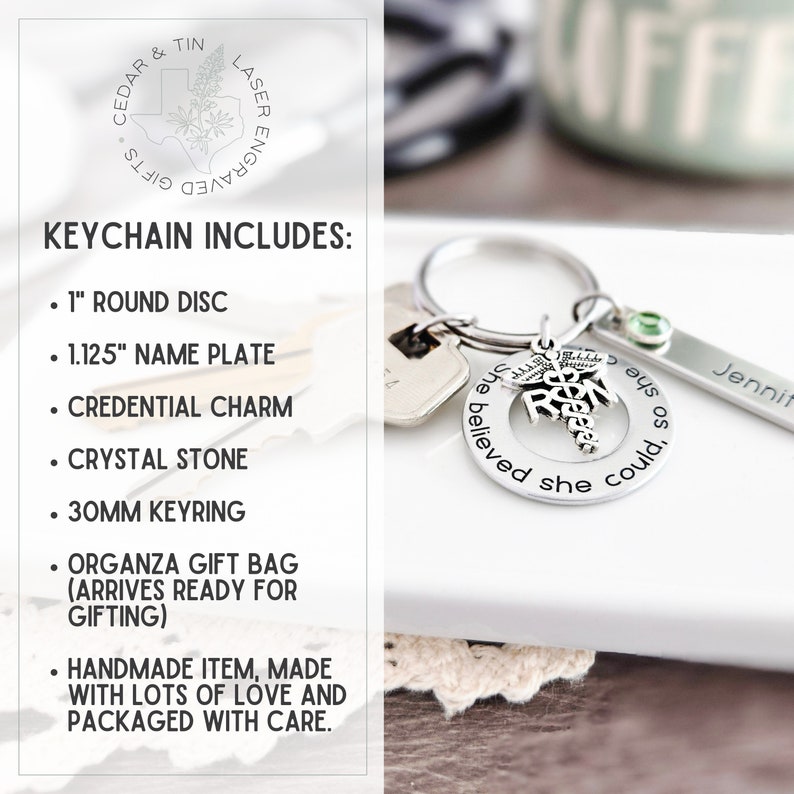 RN Nurse Keychain Personalized Gift For Nursing Student Graduation Motivational Nurse In Progress Keyring image 2