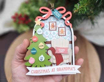 Grandma or Mom Christmas In Heaven 2025 | Grandparent Ornament From Grandkids | Baby Announcement Keepsake | Family Ornament With Pet Names