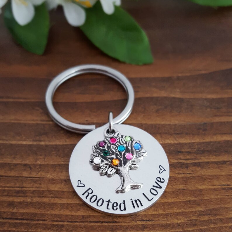 Grandma Keychain Birthstone Keychain For Mom Birthstone Keychain Family Tree Keychain Rooted In Love Family Tree Birthstone Keychain
