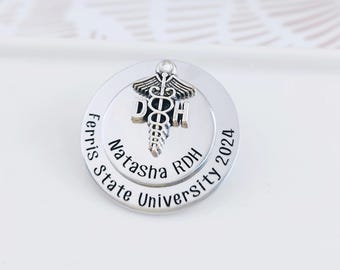 Dental Hygienist RHD Pin | Two Tier Silver DH Dental Pin | Dentist Gift | Dental Assistant Graduation
