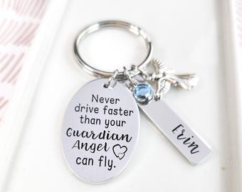 Guardian Angel Keychain | New Driver Keychain | Sweet 16 Keyring | Sweet 16 Keychain For Girls