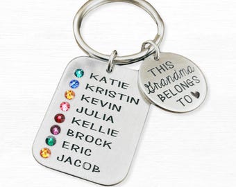 Grandma belongs to Keychain | Grandma Birthstone Keychain | Grandmother Gift | Gift Grandma | Birthstone KeyChain for Mom | Grandma Gift