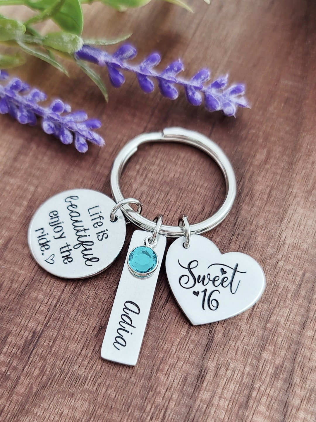 Sweet 16 Keychain Sweet 16 Gift Personalized Sweet 16 Etsy