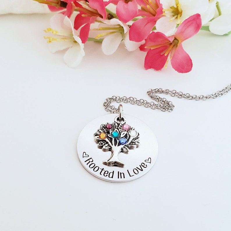 Family Tree Birthstone Necklace Birthstone Necklace For Mom Rooted In Love Birthstone Necklace Family Tree Necklace Mom Gifts N15 image 2