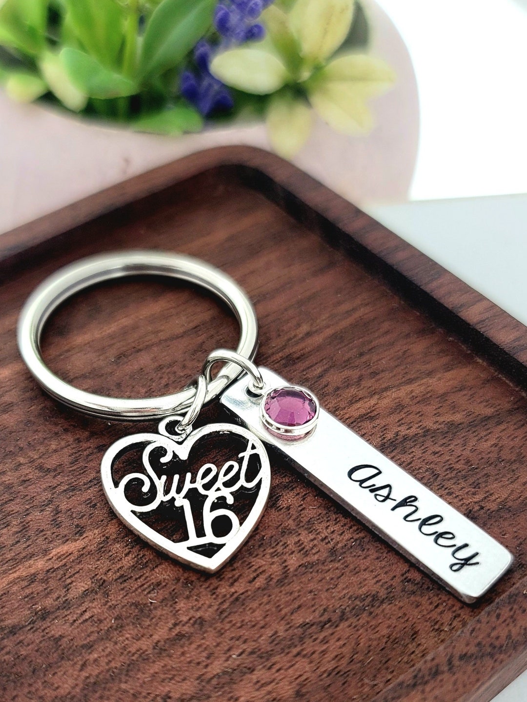 'Life Is Beautiful Enjoy The Ride' Sweet 16 Birthday Keychain - Stainless Steel, 1 Inch Pendant - View #3