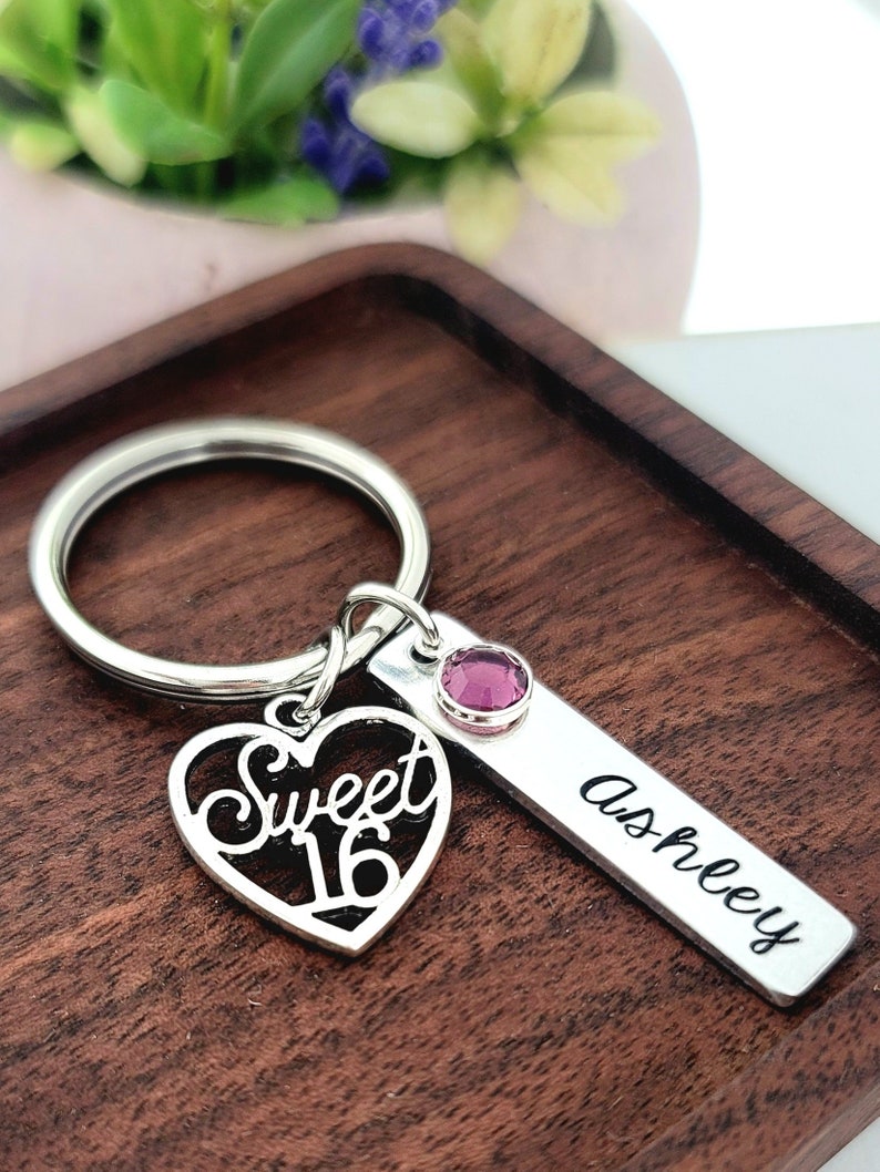 Sweet 16 Keychain Sweet Sixteenth Birthday Gift Personalized Sweet 16 Keychain Sweet 16 Gifts Sweet 16 Birthday Gifts For Daughter image 1