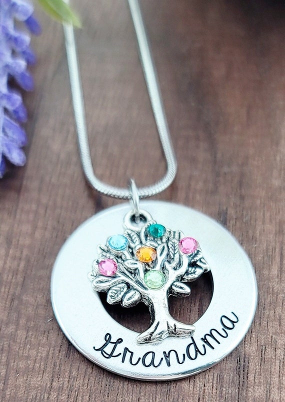 Mothers Birthstone Necklace Mom Necklace Family Tree Necklace Mothers  Necklace Personalized Grandma Necklace Mother of the Bride Gift