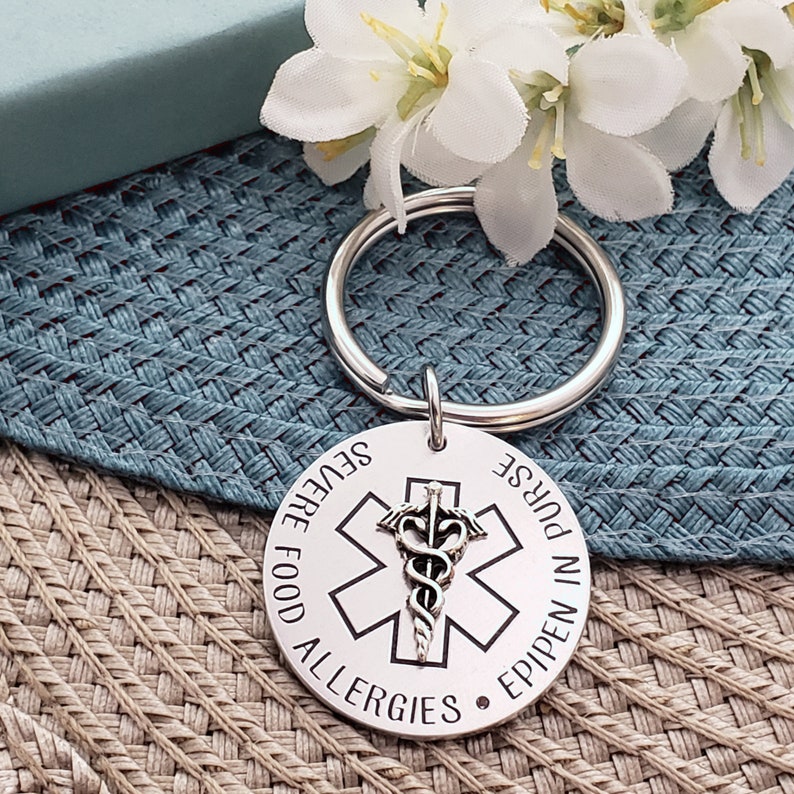 Medical Alert Keychain Medical ID Food Allergy Keychain Etsy