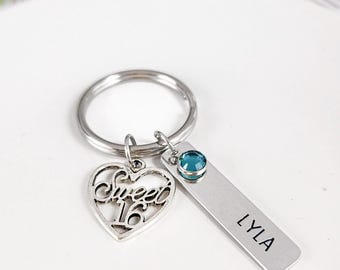 Sweet 16 Keychain | Sweet Sixteenth Birthday Gift | Personalized Sweet 16 Keychain | Sweet 16 Gifts | Sweet 16 Birthday Gifts For Daughter