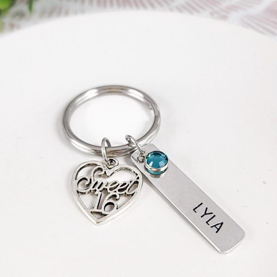 Sweet 16 Keychain | Sweet Sixteenth Birthday Gift | Personalized Sweet 16 Keychain | Sweet 16 Gifts | Sweet 16 Birthday Gifts For Daughter