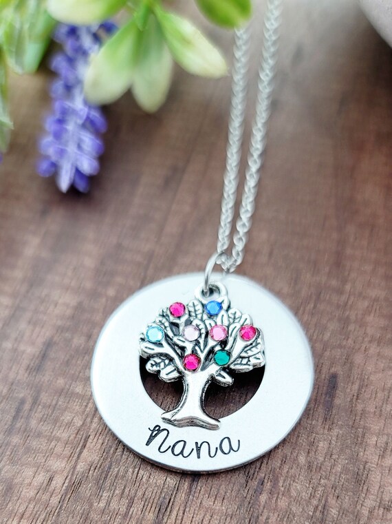 Family Name Necklace Necklace Custom 4 Birthstone Name Jewelry, Birthd –  Anavia Jewelry & Gift