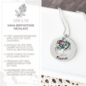 Family Tree With Birthstones Grandmother Necklace Necklace For Nana Nana Necklace Gift For Nana Gift Grandkids Nana Necklaces image 2