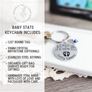 New Mom Keychain New Mom Gifts Baby Arrival Keychain New Baby Keychain Baby Stats Gifts New Mom Gift First Time Mom Gift Idea image 2