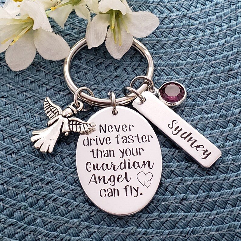 Guardian Angel Keychain New Driver Keychain Sweet 16 Gift Etsy