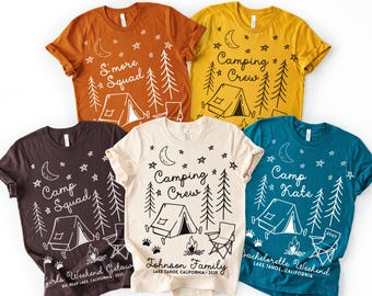 Custom Family Camping Shirts | Group Camping Crew | Matching Camp Family Vacation Tee | Cousins Tshirts for Reunion Picnic | Girls Trip Tees