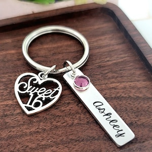 Sweet 16 Keychain Sweet Sixteenth Birthday Gift Personalized Sweet 16 Keychain Sweet 16 Gifts Sweet 16 Birthday Gifts For Daughter image 3