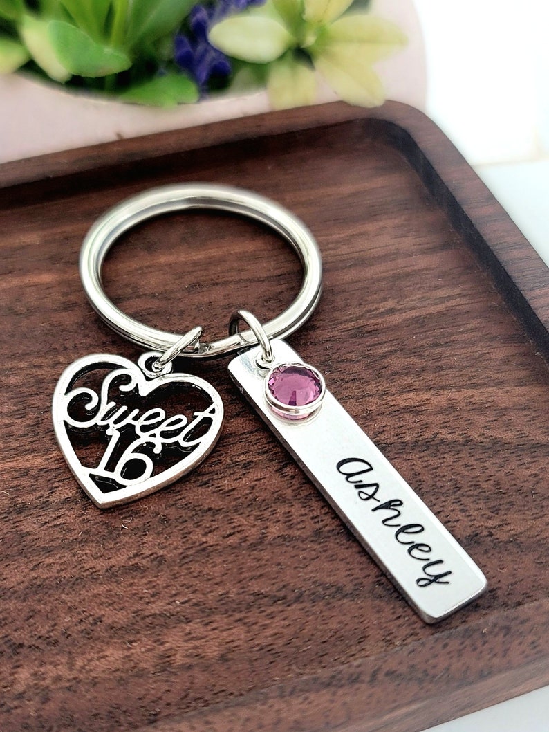 Sweet 16 Keychain Sweet Sixteenth Birthday Gift Personalized Sweet 16 Keychain Sweet 16 Gifts Sweet 16 Birthday Gifts For Daughter image 3