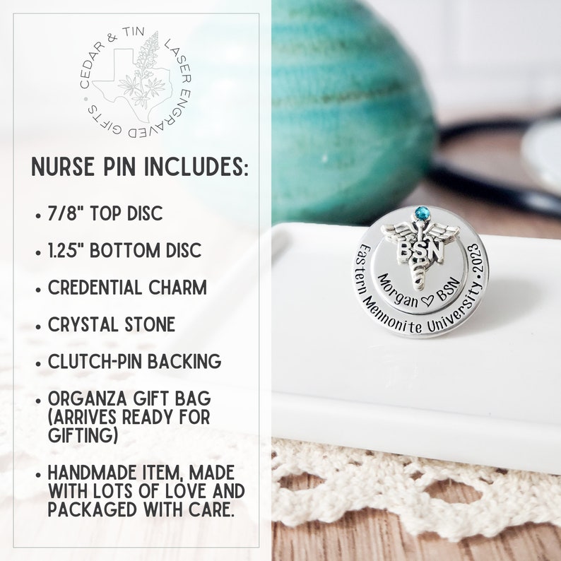 BSN Nursing Pin For Pinning Ceremony Gift For Nurse Graduate Nurse Pins For Medical Student image 2