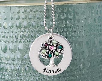 Family Tree With Birthstones Grandmother Necklace | Necklace For Nana | Nana Necklace | Gift For Nana | Gift Grandkids | Nana Necklaces