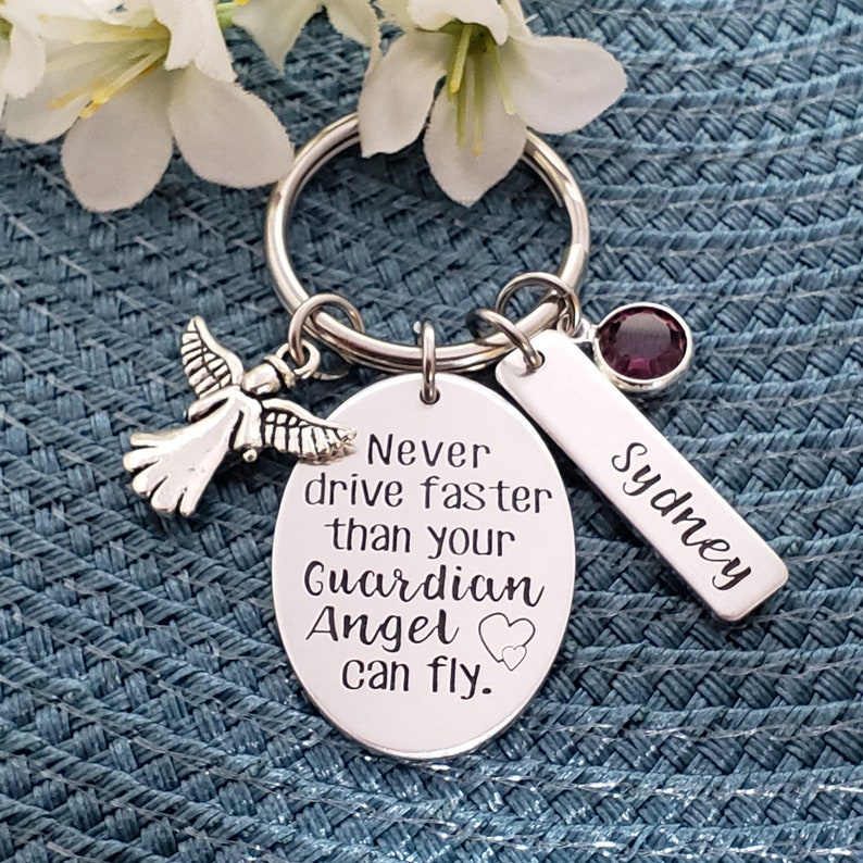 Guardian Angel Keychain New Driver Keychain Sweet 16 Gift