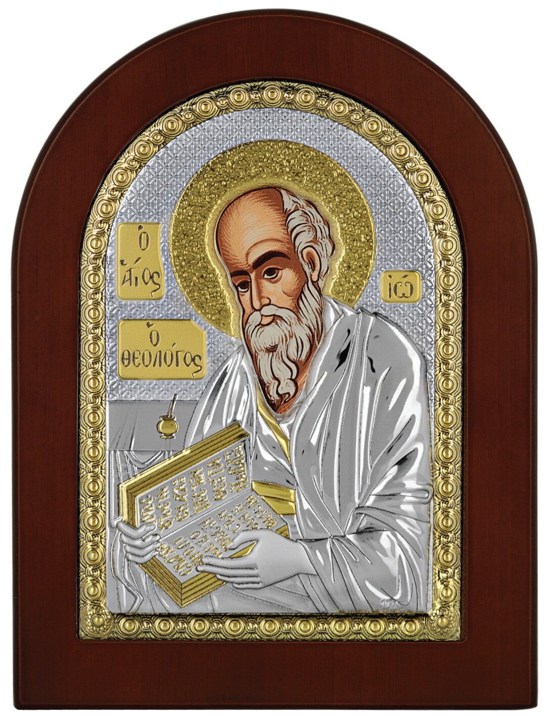 Byzantine Silver Orthodox Icon Saint John Theologos Icon Greek Etsy