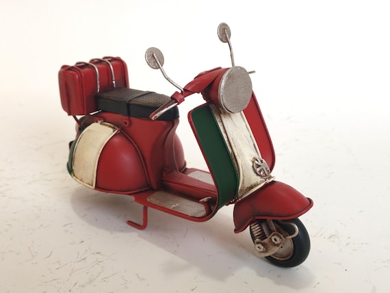 Vintage Metallic Antique Vespa, Tiny Scooter Miniature, Metal