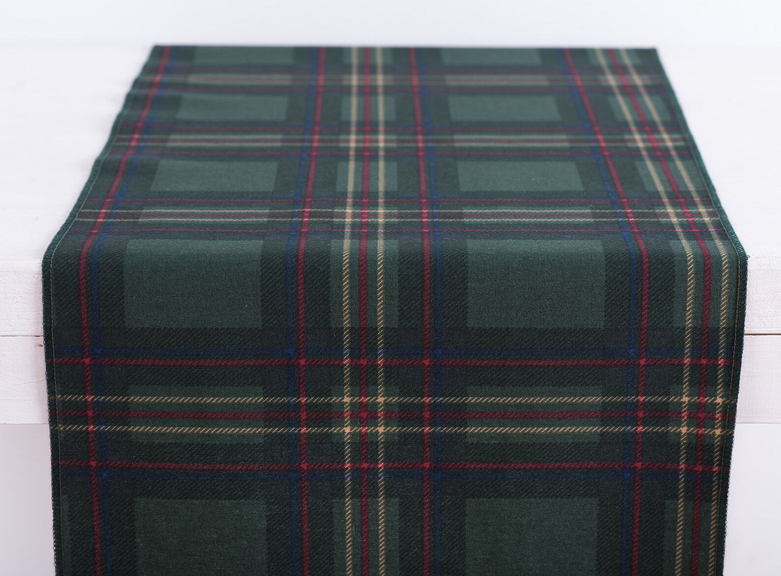 Table Runner Checkered Green Christmas Table Runner Table Etsy UK