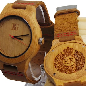 Engraved Royal Engineers Wooden Watch Luxury Wrist Watch for Men Women Gents Unisex Wood Gift Box Genuine Leather Gifts Military Army RE