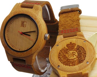 Engraved Royal Engineers Wooden Watch Luxury Wrist Watch for Men Women Gents Unisex Wood Gift Box Genuine Leather Gifts Military Army RE