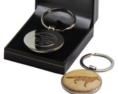 Alsatian German Shepherd Dog Wooden Keyring Personalised Silver Plated Custom Engraved Keychain Luxury Box Pet Owner Gifts Breeder Pups