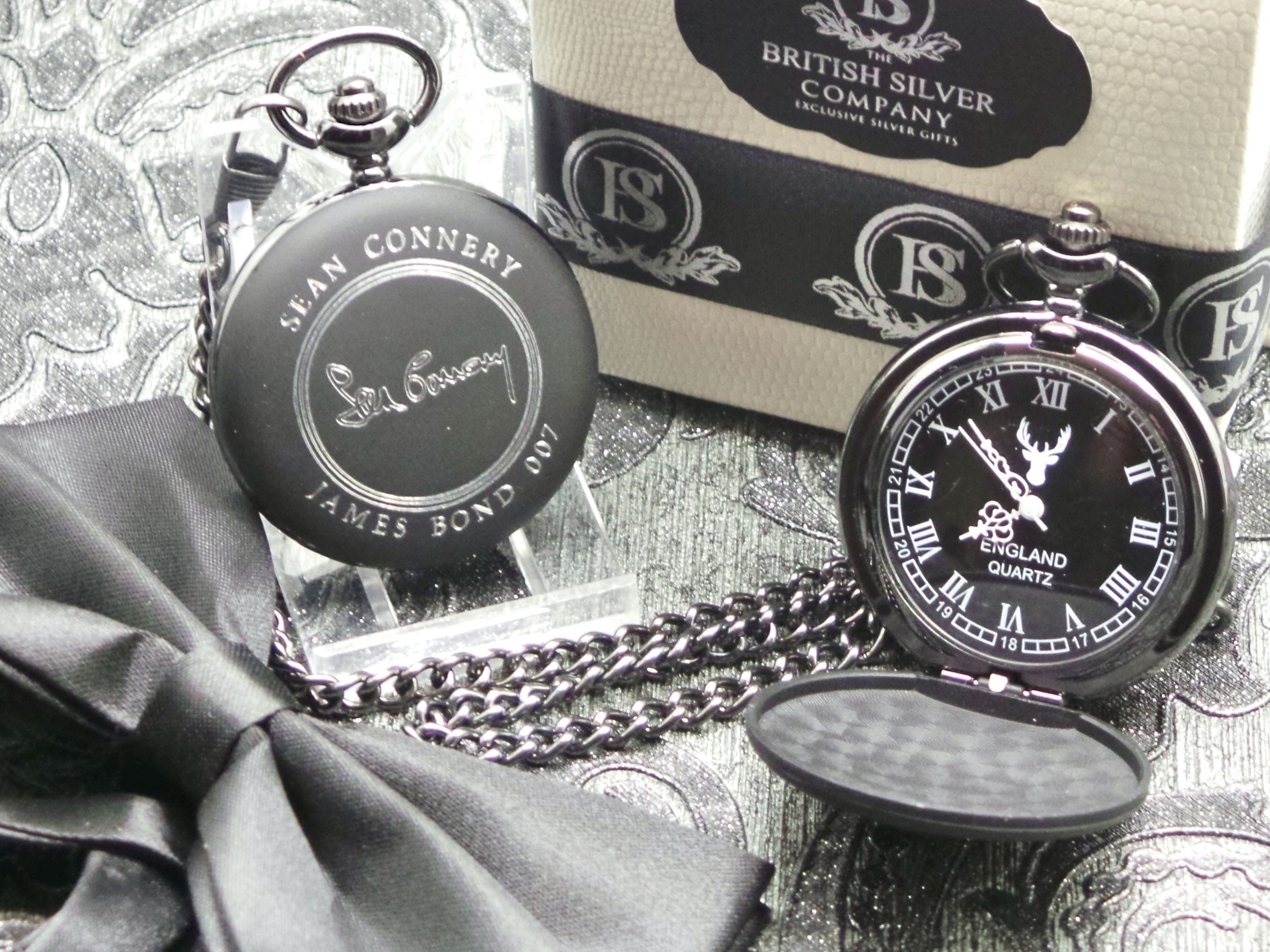 Signed Sean Connery Black Pocket Watch 