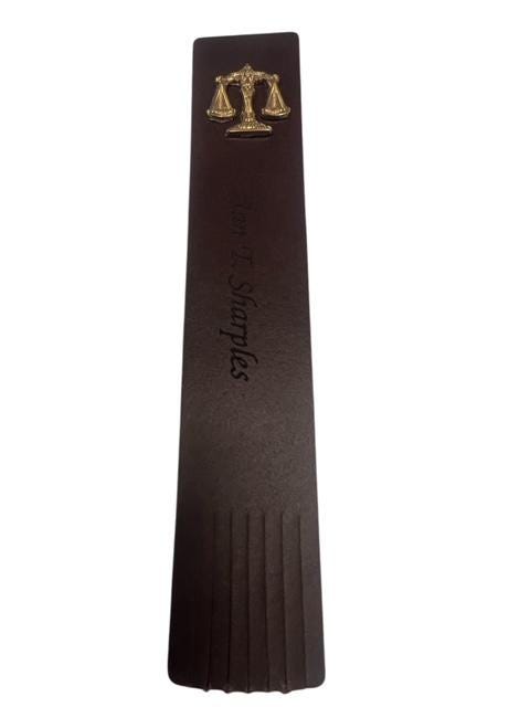 Law Personalised Real Leather Bookmark with 24k Gold Clad Royal Legal Engraved Book Mark Handcrafted Lawyer Judge Solicitor Graduate Gifts