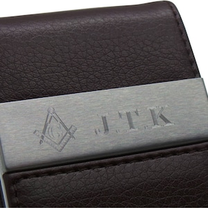 Franc-maçon maçonnique Credit ID Business Case Holder Gratuit Personnalisé Gravure Gravée Gravée Initiales Gravées Monogrammés Cadeau