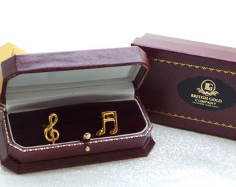 Musical Notes Cufflinks 24k Gold Clad Luxury Gift Set for Musician Entertainer Band Music Lover Note Lavished in Pure Gold Luxury Gift Case