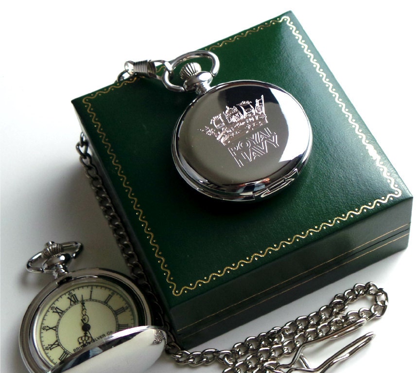 Royal Navy Silver Plated Pocket Watch With Crest to Front of | Etsy