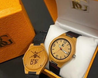 Reloj de madera del ejército británico, reloj de pulsera de lujo para hombres, mujeres y caballeros, unisex, caja de regalo de cuero genuino, regalo militar.